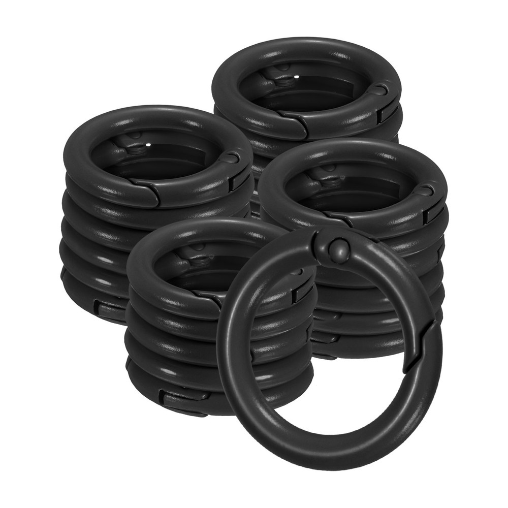 24-Pack Metal Spring O Rings, 5/8″ Zinc Alloy Keyring Buckle [Black]