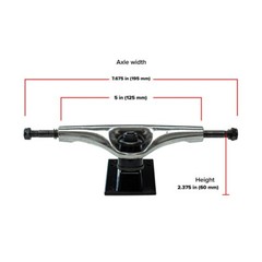 Yocaher 125mm / 5″ Skateboard Trucks – Chrome / Black (Pair of 2 )