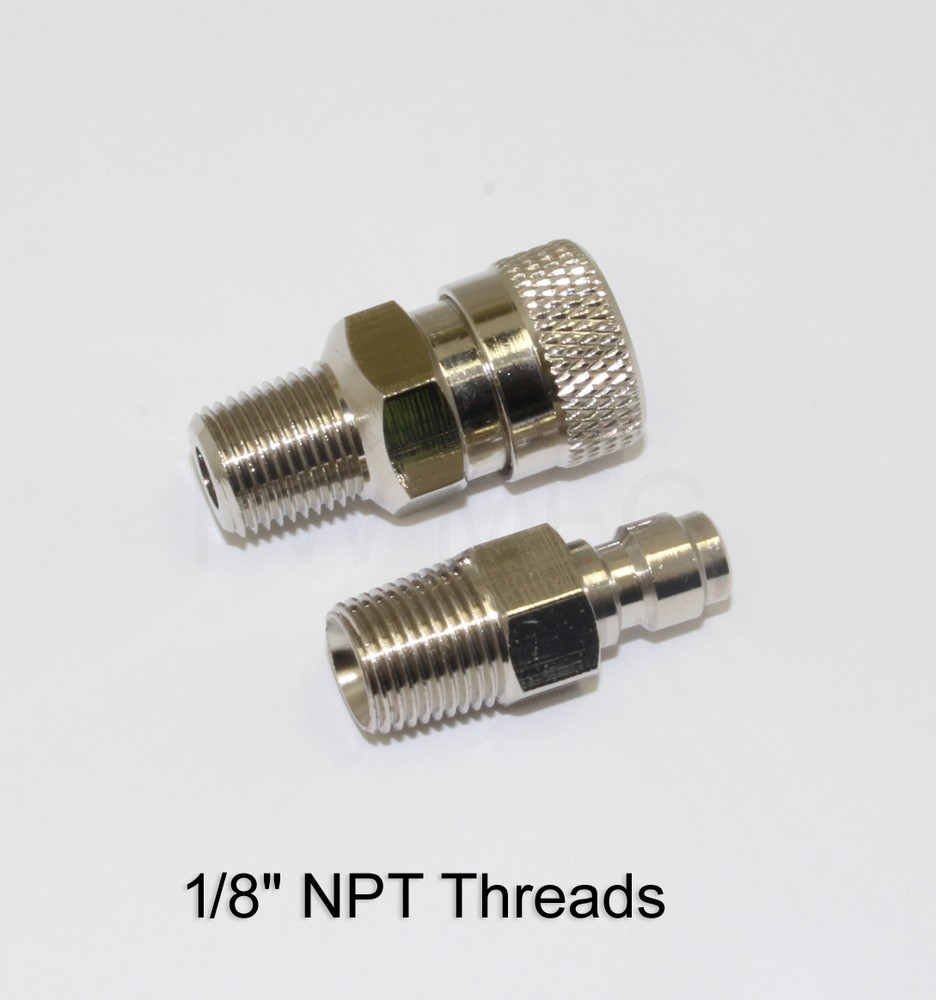 P&W High Pressure Quick Disconnect Set 1/8″ NPT Male Threads Open Flow 3001