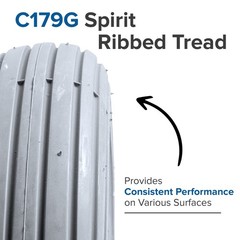 10″x3″ (3.00-4, 260X85) Pneumatic Mobility Tire with Spirit Ribbed Tread (Primo)