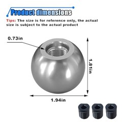 BDZMC Car Round Ball Gear Shift Knob, Aluminum Alloy Gear Shift Stick Silver