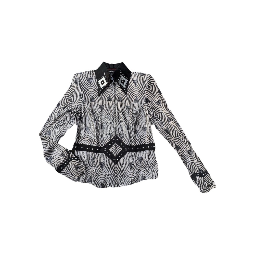 Hobby Horse Limited Edition Women’s Western Metallic Show Shirt B&W Medium