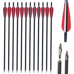 12Pcs 20″ Crossbow Bolts Mixed Carbon Hunting Arrow Changeable Tips Half Nocks