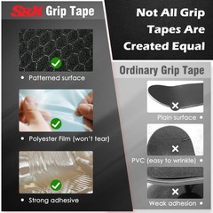 Black Skateboard Grip Tape 12” x 36” – Single Sheet, Hexagonal Pattern for Su…