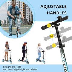 Non-Electric Scooters for Kids Ages 6+, Teens & Adults. Foldable Kick Blue