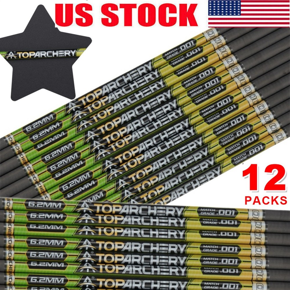 12PACK DIY 33″ Pure Carbon Arrow SP300-600 Shaft ID 6.2mm Hunting Arrow Shafts