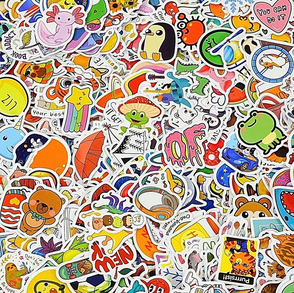 75 Mixed Colors Sticker Lot Book Fun Pack Skateboard Laptop Car Decals