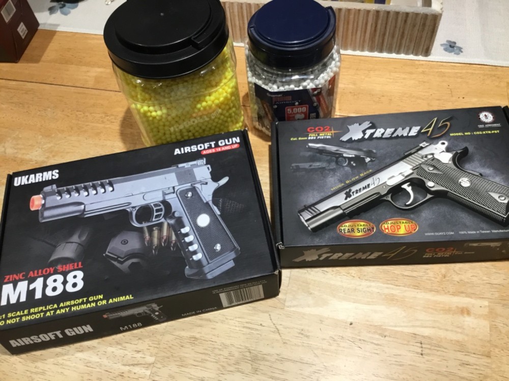G&G Xtreme 45 Airsoft Pistol Set, 2 in box (read description) with premium fill