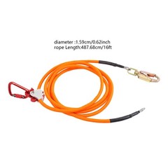 5/8in 16ft Flip Line Steel Wire Core Flipline Kit Tree Climbing Lanyard w/Lock