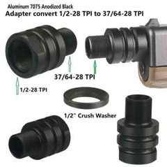 Black Adapter Convert 1/2×28 TPI Thread to 37/64×28 TPI Thread Converter