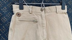 ARIAT BREECHES Size 12 YOUTH Tan* VGC Cotton Blend Front Zip