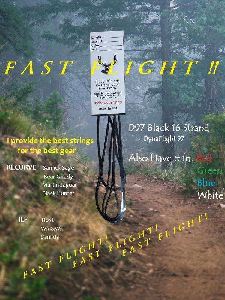 D97 Fast Flight Bowstring – 16 Strand – Fits Bear Grizzly, Samick, ILF Recurves