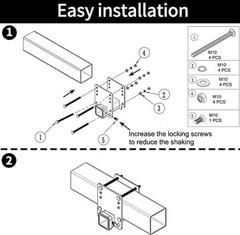 Adapter Receiver Fits for 4 x 4 inches RV Bumper Square Hitch Receiver 2 inch