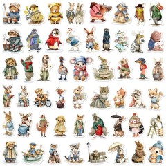 30Pcs Random Cute Anthropomorphic Animal Zoo Party Cartoon Waterproof Stickers