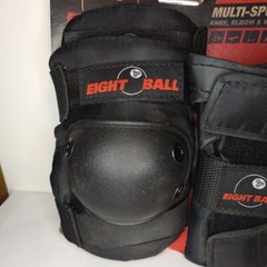 Eight Ball Multi-Sport Knee Elbow Wrist Pads Kid 8+ 3 Pack Combo Guard Black