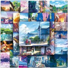 50pcs Anime Cartoon Street View Landscape Stickers Aesthetic Decal Scrapbook