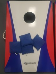 Amazon Basics Cornhole Set,, Cornhole Game, Bag Toss Game, 8 Red/Blue Bags