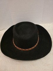 Fiesta Santa Barbara Black Wool Felt Cowboy Style Hat- Leather Decorative Bands