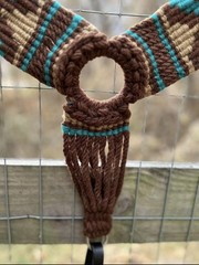 Genuine Mohair Multi String Western Breast Collar Brown and Teal Design