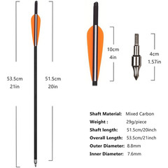 12Pcs 20 INCH Crossbow Bolts OD 8.8mm Carbon Crossbow Archery Arrows Screw Tips