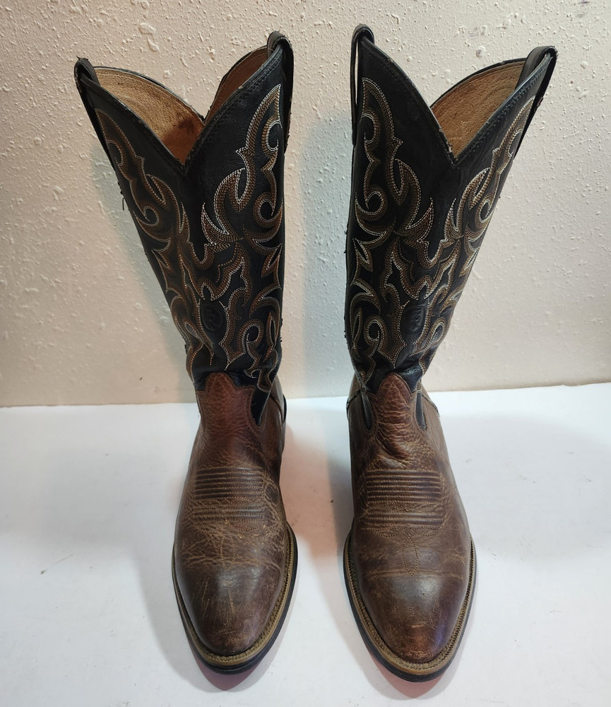 Tony Lama Men’s Brown Leather Western Boots, Size 8.5D, MPN RR4007