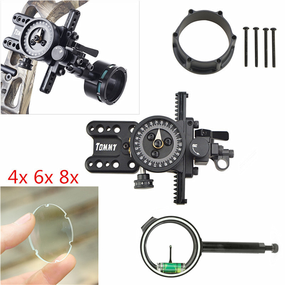 4x 6x 8x Compound Bow Sight 1 Pin Archery Micro Adjustable Pointer Adaptor Scope