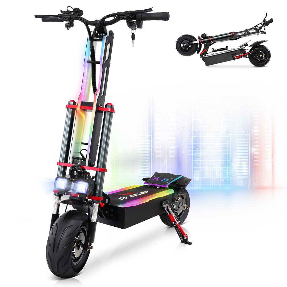 Adults Electric Scooter Folding Dual Motor 5600W 60V 38AH 12″ Road Tires 50MPH