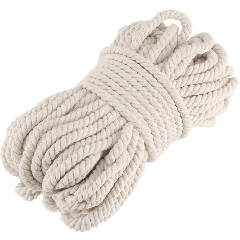Cotton Rope 1/2 Inch x 164 Feet Milky Twisted 3-Strand – Great for Crafts, Tug