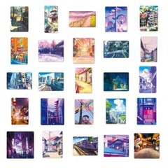 50pcs Anime Cartoon Street View Landscape Stickers Aesthetic Decal Scrapbook