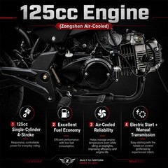 X-PRO 125cc Vader Motorcycle Street Bike with Manual Transmission Electric Start