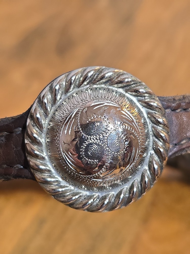 Vintage Horse Western Headstall With Silver Concho marked Alpaca Mexico