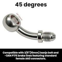 AN3 (3/8’‘) Male Banjo Fitting with 10mm Banjo Eye for AN3 PTFE Brake 45 Degree
