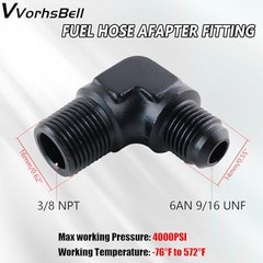 Male Flare to 3/8″ NPT 90 Degree Fitting Adapter 6AN 6AN to 3/8 NPT