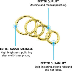 16PCS Spring O Ring Zinc Alloy round Carabiner Snap Trigger Buckle Hooks Clip DI