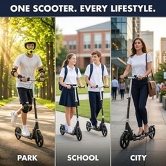 Non-Electric Scooters for Kids 8-12, Teens & Adults – Foldable Commuter Black