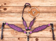 Western Leather Tack Set For Horse | Pink Cheetah Pony Tack Set