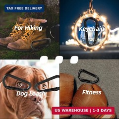 Carabiner Clip, 860lbs, 3″ Iron Heavy Duty Carabiner, D Shape Hook Hammocks,….
