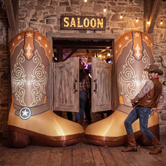 7 Ft Giant Western Boots Inflatable Party Decor Blow up Rodeo Cowboy Boots Built