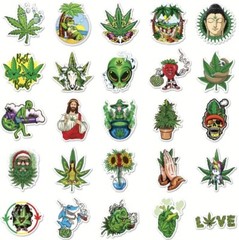 50 Piece Weed Leaves Stickers Smoking Graffiti for Skateboard Luggage Laptop USA