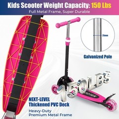 3 Wheel Scooter for Kids Ages 3-12, LED Light-Up Kids Kick Scooter–Portabl