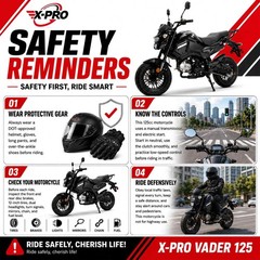 X-PRO 125cc Vader Motorcycle Street Bike with Manual Transmission Electric Start