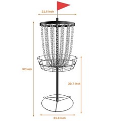 PRO Disc Golf Basket,Heavy Duty 24 Chain Portable Target with 50in-Black