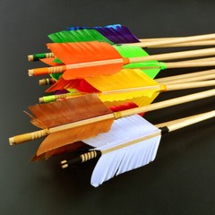 6/12PC 32″ Wooden Arrows 4″ Feathers Flu-Flu Traditional Longbow Archery Hunting
