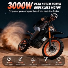 2026 Electric Dirt Bike Peak 3000W 48V 23AH Bicycle 35MPH motorcycles for Adult