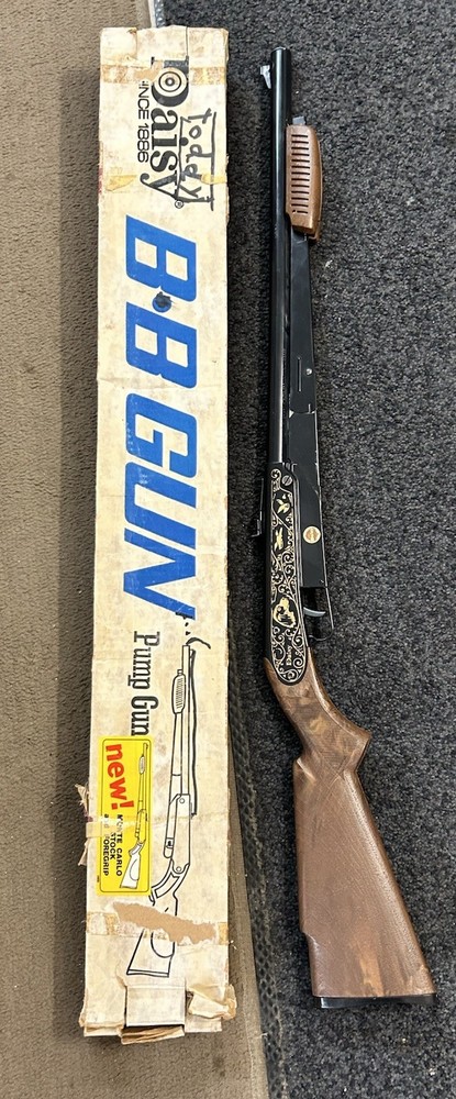 Vintage 1970s Daisy Model 25 Pump Action Bb Gun Air Rifle Working With Box