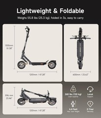 Navee ST3Pro Foldable Electric Scooter 25MPH Long Range Off-Road 10″ Tires Adult