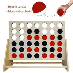 Giant Wooden 4 in A Row Game Includes 42 Pcs Dics, Large Size Four in a Row G…