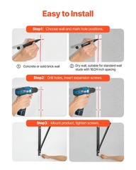 Pull Up Bar,50 in Width Wall Mounted Pull Ups,Adjustable Depth 22″or 30″from Wal
