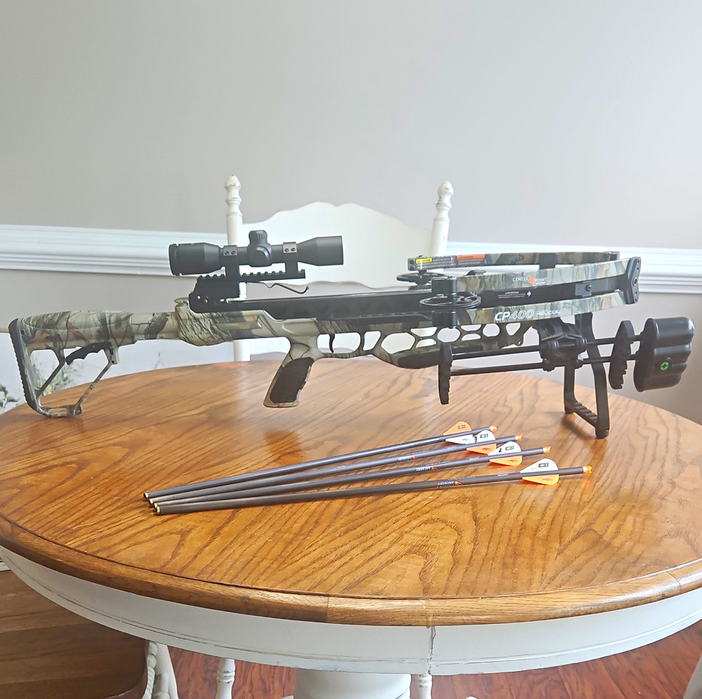 CenterPoint CP400 Hellcat Camo Crossbow 400fps 200lb w/ 3×32 Scope & Bolts