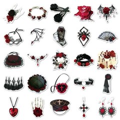 30Pcs Random Gothic Punk Romance Dark Red Medieval Vampire Waterproof Stickers